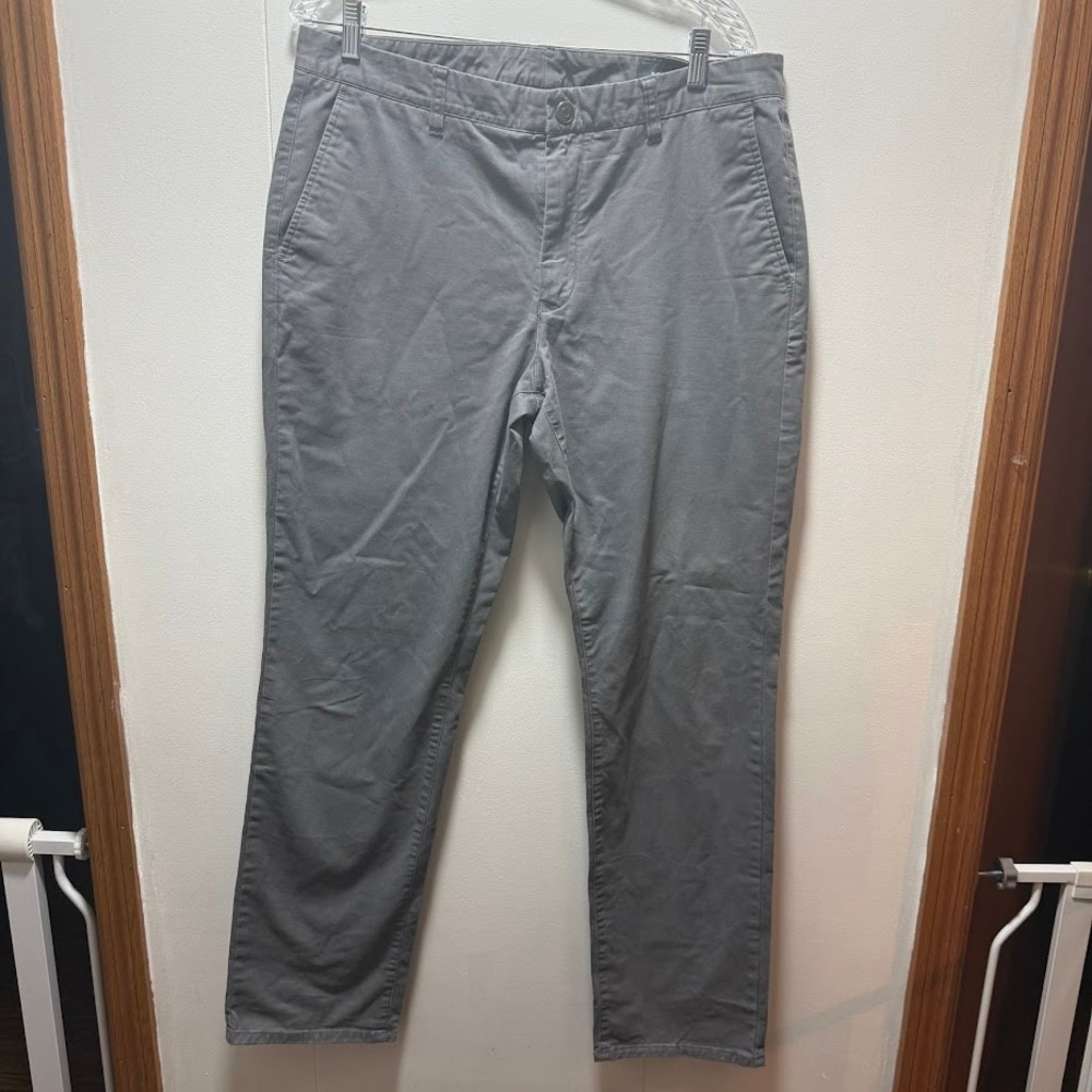 BONOBOS Mens Flat Front Chino Pants Gray Size 35x32 Cotton Spandex Blend